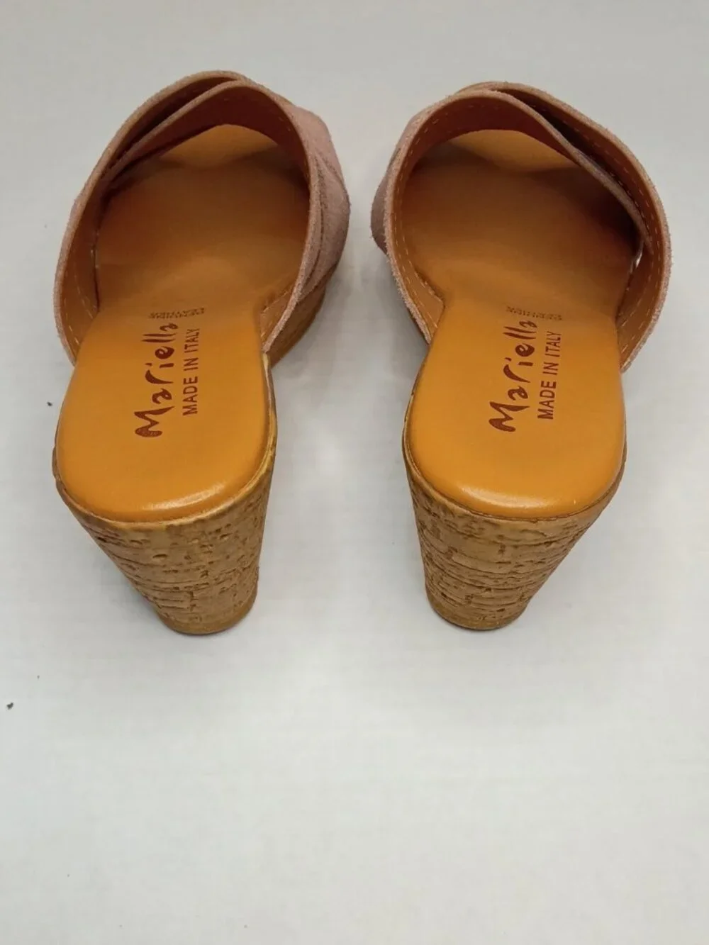Mariella Pink Suede Wedge Slide Sandals Made in Italy Women’s Size 6.5